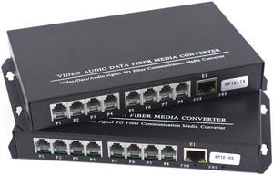 Wekuant POTS Telephones and Ethernet Over Fiber Optic Extenders, Universal Singlemode Fiber up to 20Km(12.4 mi) and Multimode 500m(0.31 mi) A Pair (8 Tel+10/100M Ethernet,SC)
