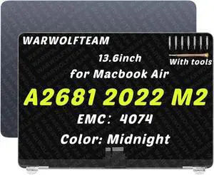 WARWOLFTEAM 13.6in Compatible with MacBook Air Mac14,2 A2681 2022 M2 MLXY3LL/A MLY13LL/A 2560 x 1664 EMC 4074 LCD LED Screen Digitizer Replacement Complete Assembly (Midnight)