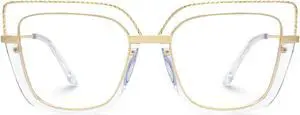 Zeelool Stylish Oversize Cat Eye Blue Light Glasses for Women Computer Glasses Ornella ZJGX370408-03 Crystal