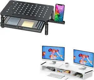Zimilar Monitor Stand Riser with Metal Mesh Drawer and Adjustable Length and Angle