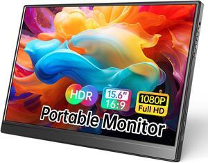 WCV Portable Monitor 15.6 Inch 1080P USB-C HDMI Ultra-Slim Travel Monitor with Kickstand, Compatible with Xbox, Laptop, PC, Mac Phone, PS, Swich IPS Ultra-Thin Zero Frame Gaming Monitor