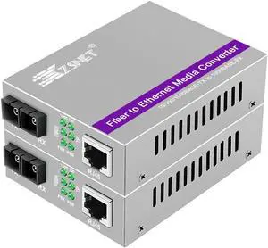XZSNET A Pair of Gigabit SC to RJ45 Converter, Single-Mode Fiber to Ethernet Media Converter (Built-in Module, 1310nm, 20km), Plug & Play, 10/100/1000 Base-T Compatible, Auto-Negotiation, Jumbo Frame