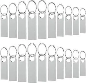 20 Pack 4GB USB Flash Drive with Keychains, Wooolken Sleek Metal USB 2.0 Thumb Drives Memory Stick for PC Laptop Computer(Sliver)
