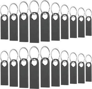 20 Pack 4GB USB Flash Drive with Keychains, Wooolken Sleek Metal USB 2.0 Thumb Drives Memory Stick for PC Laptop Computer(Dark Grey)