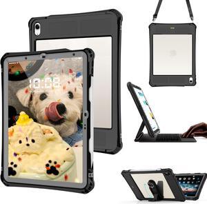 2024 iPad Air 6th/5th/4th Gen Waterproof Case - 360 Full-Body Protection, Easy Access to Apple Pencil & Touch ID, with Portable Stand, Lanyard, & Shockproof Cover for iPad Air 11 Inch & 10.9 Inch