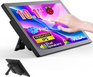 XBONFIRE 10.1 Inch Touchscreen Monitor - 1920x1200 HDMI Touch Screen Monitor 16:10 IPS Rpi Screen Display for Pi 5/4/3/2/Zero/B/B+ Win11/10/8/7 W/VESA,Speaker,Fan,Stand Free Driver