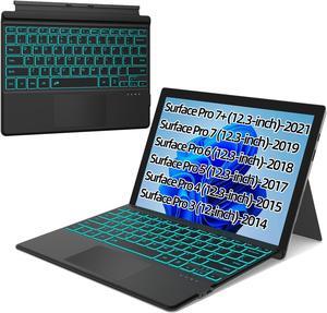 XIWMIX Keyboard for Microsoft Surface Pro 7/ Pro 7 Plus/Pro 6/ Pro 5/ Pro 4 12.3"/Pro 3, Portable Bluetooth 5.2 Wireless,Multi-Gesture Touchpad 7-Color Backlit Type Cover for Surface Pro 7/7+/6/5/4/3