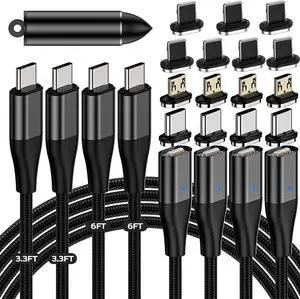 YKZ 60W USB C Magnetic Charging Cable 4Pack with Extra 3 Pack i-Product Charging Tips + Anti-Lost Storage Case