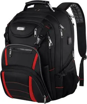 18.4 '' Laptop Backpack for Men,Women,55L Extra Large Travel Laptop Backpack with USB Charger Port,Headphone Hole,Chest Strap,TSA Friendly Flight Approved RFID Anti-theft Water Resistant Rugby Pocket
