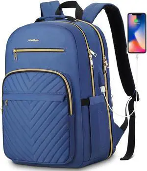 YAMTION Backpack Women,15.6 Inch Laptop Backpack for Women USB Backpack for Business Work Office College,Dark Blue