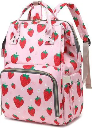 Yusudan Laptop Backpack for Women Men, 15.6 inch College School Backpack Bookbag for Work/School/Travel/Business (Strawberry Pink)