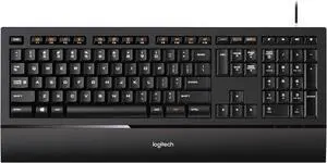 Logitech Illuminated Ultrathin Keyboard K740 with Laser-Etched Backlit Keyboard and Soft-Touch Palm Rest - Black