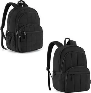 BAGSMART College Laptop Backpack with, Womens Backpack, Travel Laptop Backpack for Women, Quilted Casual Daypack,