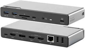 ALOGIC DV4 Quad Display 14 in 1 USB-C Docking Station w/ 85W PD, 1x DisplayPort, 3X HDMI, USB-C 3.2 Gen 1, 2X USB-A 3.2 Gen 1, 2xUSB-A 2.0, Audio Jack, Ethernet, SD Card & Micro SD Card Reader.