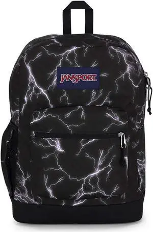 JanSport Cross Town Plus Backpack - Large Main Compartment, Side Water Bottle Pocket, 15-Inch Padded Laptop Sleeve - Electric Bolts