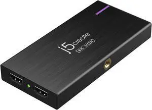 j5create 4K Game Video Capture Card with PD 60W Pass-Through Charging, Stream and Record 4K Video on PS5, PS4, Xbox, Switch, Work with OBS, Twitch, YouTube (JVA14)