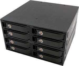 Full Metal 8 Bay 2.5 Inche HDD SDD Tray Less Mobile Rack SATA or Mini SAS Interface for 5.25" Drive Bay SY-MRA25052