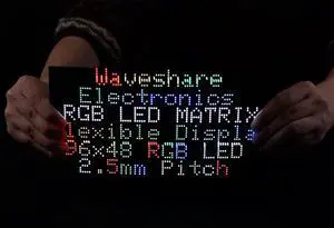 waveshare Flexible RGB Full Color LED Matrix Panel 96x48 4608 RGB LEDs, 2.5mm Pitch, Adjustable Brightness and Bendable PCB,Compatible with Raspberry Pi/Raspberry Pi Pico / ESP32