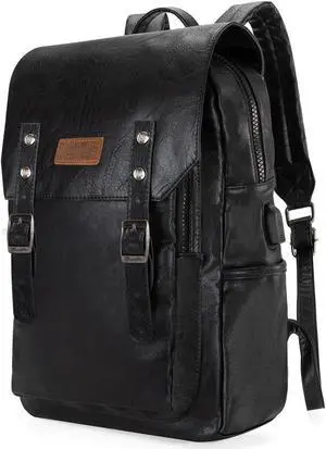 Montana West x Wrangler Black Leather Backpack for Women Laptop Backpack for Men Unisex Fashion Backpack Purse