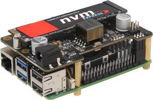 Geekworm X1012 PCIe to M.2 HAT Key-M NVMe SSD and POE Shield for Raspberry Pi 5 2GB/4GB/8GB/16GB Support M.2 2230/2242/2260/2280 SSD