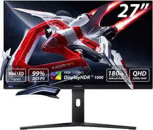 Xiaomi Mini-LED Gaming Monitor G Pro 27 inch HDR 1000 2K QHD 2560x1440, Fast IPS, 180Hz 1ms, 99% DCI-P3, AMD Freesync, Adjustable Angle, 2× HDMI 2.0, 2× DP 1.4, White