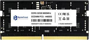 ByteFest DDR5 RAM 32GB 5600MHz PC5-44800 CL46 1.1V SODIMM 262-Pin Laptop/Notebook RAM Memory Modules