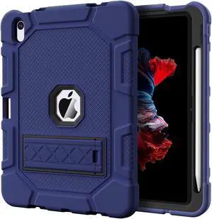 Azzsy Case for iPad 11-inch(A16) 2025/ iPad 10th Generation 10.9 Inch 2022, [Built-in Pencil Holder] Heavy Duty Shockproof Rugged Protective Case for iPad 11th/10th Generation, Navy Blue2