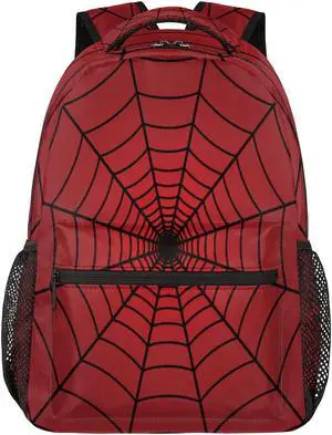 Backpack for School, Lightweight Travel Bookbag Backpacks with Laptop Compartment for Boys Girls Adults Teens (Red Spider Web)