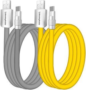chubbycable Couple Chubby - 2-Pack 240W USB C Cable Extra Thick Silicone Fast Charging Cable for iPhone 15 16 Series, iPad, MacBook and More, Gray+Yellow, USB-A to Type-C, 3.3FT