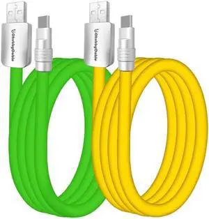 chubbycable Couple Chubby - 2-Pack 240W USB C Cable Extra Thick Silicone Fast Charging Cable for iPhone 15 16 Series, iPad, MacBook and More, Green+Yellow, USB-A to Type-C, 9.8FT
