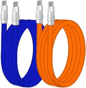 chubbycable Couple Chubby - 2-Pack 240W USB C Cable Extra Thick Silicone Fast Charging Cable for iPhone 15 16 Series, iPad, MacBook and More, Dark Blue+Orange, Type-C to Type-C, 13.1FT