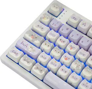 Mao Height Cat Shape Theme keycaps PBT keycaps Customized keycap Set Suitable for 61/87/104/108 Cherry MX Switch and Other Mechanical Keyboards (Purple)