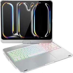 doqo iPad Pro 13 inch Case with Keyboard (M4, 2024),Keyboard case for iPad Pro 13 2024 with Multi-Touch Trackpad, 7 Colors Backlight & 360degRotatable,Thin&Light for iPad Pro 13 7th A2925,A2926,A3007