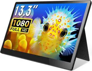 ELECROW Portable Monitor 13.3 Inch Monitor for PC 1080P FHD Laptop Monitor IPS USB C Computer Display Travel Monitor for Laptop w/Protective Cover & Speakers