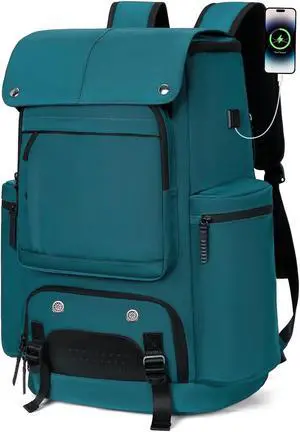 FENGDONG Travel Backpack TSA Friendly Flight Approved Carry on Backpack Nylon Water-resistant Business Large Weekender Bag Casual Daypack 17.3" Laptop Computer Backpack for Men Women(Dark Green)