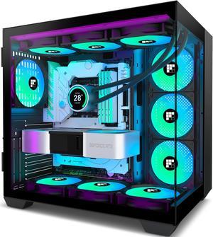 FOIFKIN F600 PC Case - Pre-Installed 6 PWM ARGB Fan, ATX Mid-Tower Gaming PC Case, 270deg Panoramic Glass with Type-C, FOIFKIN (Black, F600)
