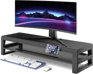 GECKOSTROLL 2-Tier Metal Computer monitor stand Laptop Desk Shelf & Monitor Riser 27.55 inches long desk riser Monitors/PC/Laptop/Computer Space Saver Organizer (Basic Version, Two-layer 700mm)