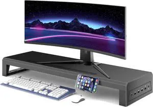 GECKOSTROLL Computer monitor stand Laptop Desk Shelf & Monitor Riser 27.55 inches,22W charging , 2 USB 3.0 , and 1 USB 2.0 Monitors/PC/Laptop/Computer Space Saver Organizer Heavy Duty Gift Gaming S