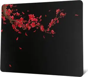 Glass Gaming Mouse Pad, Black Plum Blossoms Hard Mousepads for Gaming,Professional Large Mouse Mat 410mm*310mm, Special Glass Surface with Improved Precision and Speed