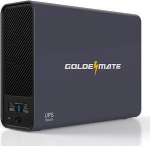 GOLDENMATE 1000VA/800W Lithium UPS Battery Backup & Surge Protector, Backup Battery Power Supply with LiFePO4 Batteries(230.4 Wh), Sinewave UPS System, 10 Years Lifespan, 8 Ports, LCD Display, Gray