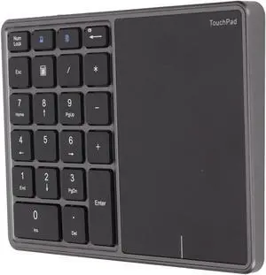 Heayzoki Number Pad Mouse Combo, 2 in 1 BT Number Pad Touchpad Mouse 22 Keys, Bt4.2 2.4G Type C Charging Keyboard 500Mah Battery Numeric Keypad for Office (Iron Gray)