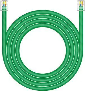 NECABLES CAT5E RJ11 Data Cable DSL Cable 100ft Heavy Duty High-Speed DSL Modem Cable UTP Compatible with ATT RJ11 6P4C Male to Male Green - 100 Feet