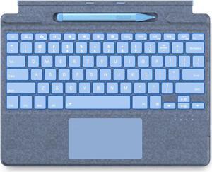 JvKzaen Surface Pro 9 Keyboard with Slim Pen, Compatible with Microsoft Surface Pro11 10 9 8 X, 13 Inch Bluetooth Wireless Backlight Type Cover Keyboard with Slim Pen, Keyboard with Slim Pen Blue