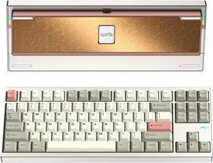 KEEBMONKEY WOBKEY Crush 80 Reboot CNC Aluminum 5-Second Quick-Release Triple-Mode Connectivity Mechanical Keyboard with Superior Acoustics (Pro Champagne Gold)