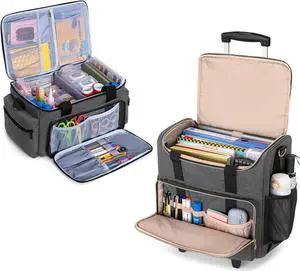 LUXJA Rolling Teacher Bag with Large Capacity Craft Bag