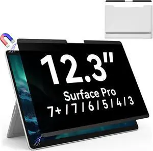 Magnetic Privacy Screen Protector for Microsoft Surface Pro 7+/7/6/5/4/3-12.3 In Reusable Surface Pro 7 Screen Protector Anti Glare Film, Anti Blue Light Filter, Removable Shield, Bubble Free Guard