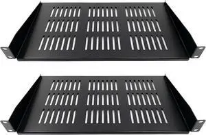 2-Pack 1U Vented Cantilever Server Rack Shelf, 10"(25 cm) Depth for Standard 19"(48.3 cm) Network Cabinet, Data Center, AV Equipment, and IT Rack Mount