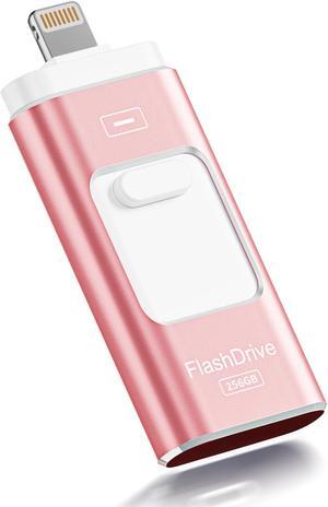 Apple MFi Certified 256GB Flash Drive for iPhone Thumb Drive Photo Stick, USB Memory Stick iPhone Flash Drive for Photos Videos, High Speed Jump Drive Compatible for iPhone/iPad/Android/PC (Pink)