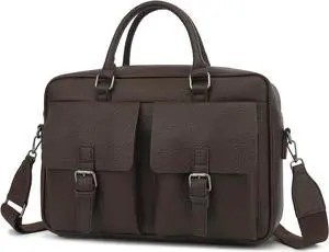SANFAN PU Leather Laptop Briefcase, Water Repellent, Multi-Functional, Laptop Shoulder Bag For laptop up to 15.6 inch (Brown PU)