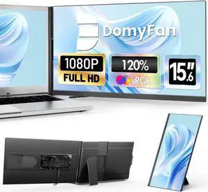 domyfan 15.6" Laptop Screen Extender, 120% sRGB FHD 1080P IPS Laptop Monitor Extender Dual Screen, Portable Monitor for Laptops 13-17" with HDMI/USB-A/Type-C Plug-Play for Windows, Mac, Android